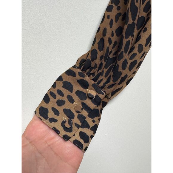 GOOD AMERICAN Double Keyhole Leopard Print Blouse, Sz XS - Picture 9 of 12